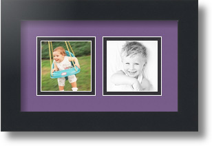 ArtToFrames Collage Mat Picture Photo Frame 2 3x3" Openings in Satin Black 42