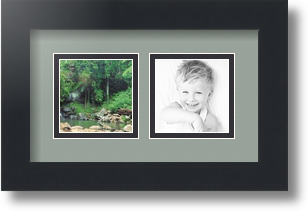 ArtToFrames Collage Mat Picture Photo Frame 2 3x3" Openings in Satin Black 42