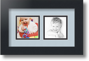 ArtToFrames Collage Mat Picture Photo Frame 2 3x3" Openings in Satin Black 42