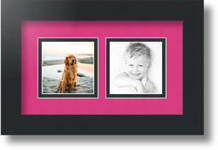 ArtToFrames Collage Mat Picture Photo Frame 2 3x3" Openings in Satin Black 42