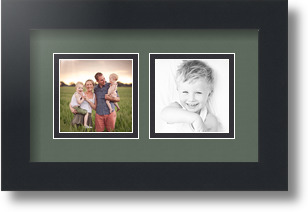 ArtToFrames Collage Mat Picture Photo Frame 2 3x3" Openings in Satin Black 42