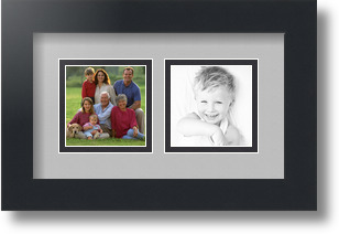 ArtToFrames Collage Mat Picture Photo Frame 2 3x3" Openings in Satin Black 42