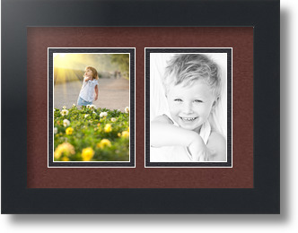 ArtToFrames Collage Mat Picture Photo Frame 2 3.5x5" Openings in Satin Black 44