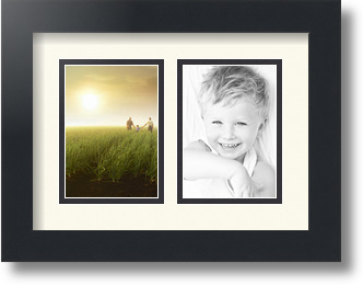 ArtToFrames Collage Mat Picture Photo Frame 2 3.5x5" Openings in Satin Black 44