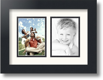 ArtToFrames Collage Mat Picture Photo Frame 2 3.5x5" Openings in Satin Black 44