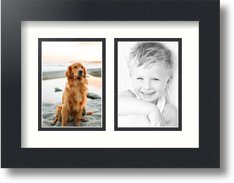 ArtToFrames Collage Mat Picture Photo Frame 2 3.5x5" Openings in Satin Black 44