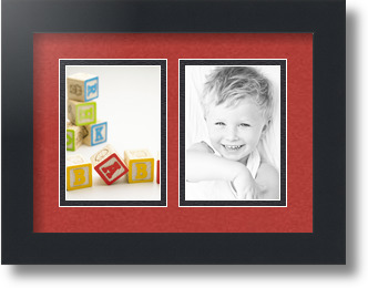 ArtToFrames Collage Mat Picture Photo Frame 2 3.5x5" Openings in Satin Black 44