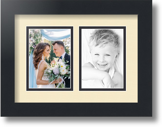 ArtToFrames Collage Mat Picture Photo Frame 2 3.5x5" Openings in Satin Black 44