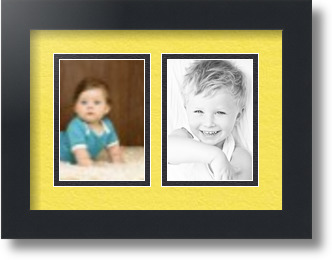 ArtToFrames Collage Mat Picture Photo Frame 2 3.5x5" Openings in Satin Black 44