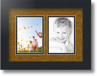 ArtToFrames Collage Mat Picture Photo Frame 2 3.5x5" Openings in Satin Black 44