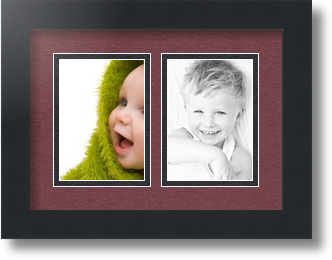 ArtToFrames Collage Mat Picture Photo Frame 2 3.5x5" Openings in Satin Black 44