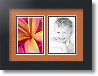 ArtToFrames Collage Mat Picture Photo Frame 2 3.5x5" Openings in Satin Black 44