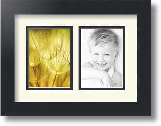 ArtToFrames Collage Mat Picture Photo Frame 2 3.5x5" Openings in Satin Black 44