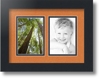 ArtToFrames Collage Mat Picture Photo Frame 2 3.5x5" Openings in Satin Black 44