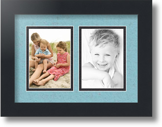 ArtToFrames Collage Mat Picture Photo Frame 2 3.5x5" Openings in Satin Black 44