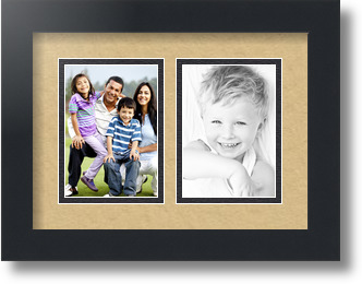 ArtToFrames Collage Mat Picture Photo Frame 2 3.5x5" Openings in Satin Black 44