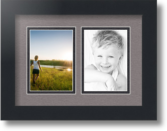 ArtToFrames Collage Mat Picture Photo Frame 2 3.5x5" Openings in Satin Black 44