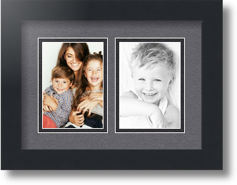 ArtToFrames Collage Mat Picture Photo Frame 2 3.5x5" Openings in Satin Black 44