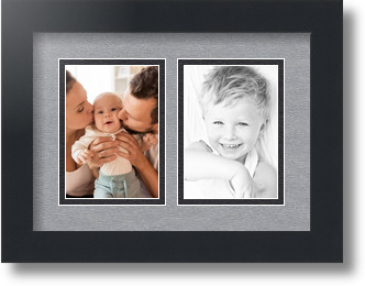 ArtToFrames Collage Mat Picture Photo Frame 2 3.5x5" Openings in Satin Black 44