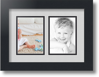 Art to Frames Double-Multimat-44-756/89-FRBW26079 Collage Photo Frame Double Mat with 2-3.5x5 Openings and Satin Black Frame 