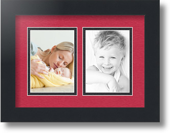 ArtToFrames Collage Mat Picture Photo Frame 2 3.5x5" Openings in Satin Black 44