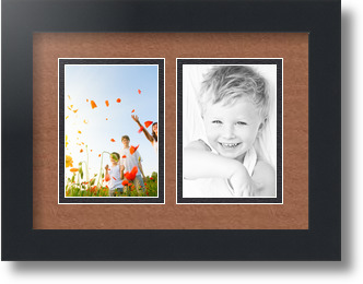 ArtToFrames Collage Mat Picture Photo Frame 2 3.5x5" Openings in Satin Black 44