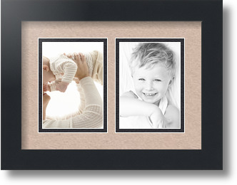 ArtToFrames Collage Mat Picture Photo Frame 2 3.5x5" Openings in Satin Black 44