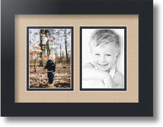 ArtToFrames Collage Mat Picture Photo Frame 2 3.5x5" Openings in Satin Black 44