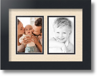 ArtToFrames Collage Mat Picture Photo Frame 2 3.5x5" Openings in Satin Black 44