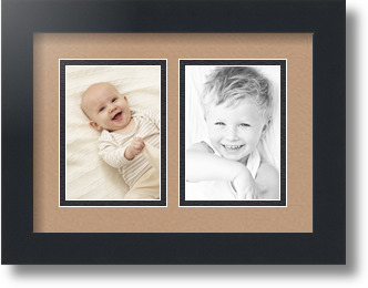 ArtToFrames Collage Mat Picture Photo Frame 2 3.5x5" Openings in Satin Black 44