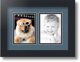 ArtToFrames Collage Mat Picture Photo Frame 2 3.5x5" Openings in Satin Black 44