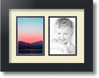 ArtToFrames Collage Mat Picture Photo Frame 2 3.5x5" Openings in Satin Black 44