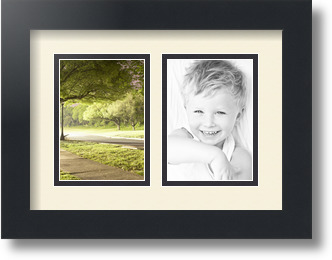 ArtToFrames Collage Mat Picture Photo Frame 2 3.5x5" Openings in Satin Black 44