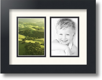 ArtToFrames Collage Mat Picture Photo Frame 2 3.5x5" Openings in Satin Black 44