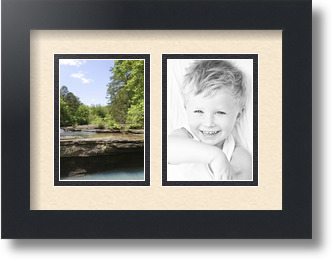 ArtToFrames Collage Mat Picture Photo Frame 2 3.5x5" Openings in Satin Black 44