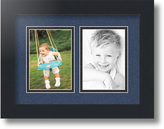 ArtToFrames Collage Mat Picture Photo Frame 2 3.5x5" Openings in Satin Black 44