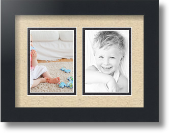 ArtToFrames Collage Mat Picture Photo Frame 2 3.5x5" Openings in Satin Black 44