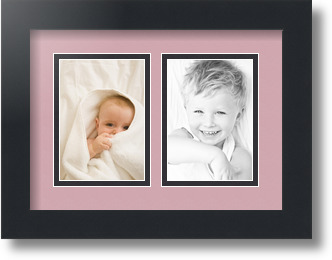 ArtToFrames Collage Mat Picture Photo Frame 2 3.5x5" Openings in Satin Black 44