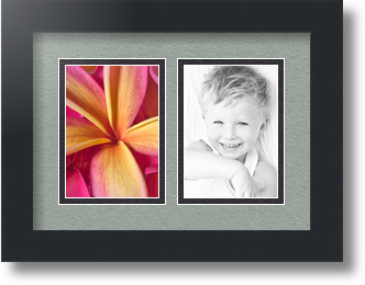 ArtToFrames Collage Mat Picture Photo Frame 2 3.5x5" Openings in Satin Black 44