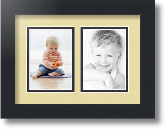 ArtToFrames Collage Mat Picture Photo Frame 2 3.5x5" Openings in Satin Black 44