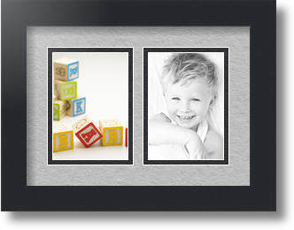 ArtToFrames Collage Mat Picture Photo Frame 2 3.5x5" Openings in Satin Black 44