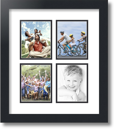 ArtToFrames Collage Mat Picture Photo Frame - 4 4x5" Openings in Satin Black 5