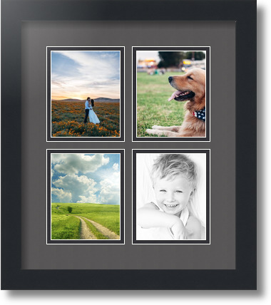 ArtToFrames Collage Mat Picture Photo Frame - 4 4x5" Openings in Satin Black 5