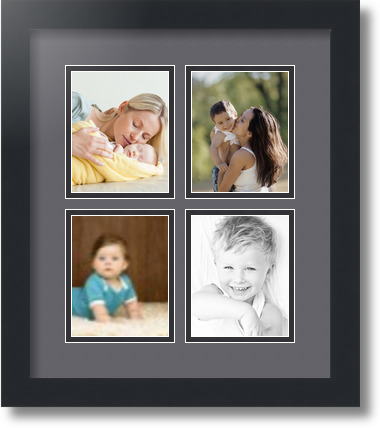 ArtToFrames Collage Mat Picture Photo Frame - 4 4x5" Openings in Satin Black 5