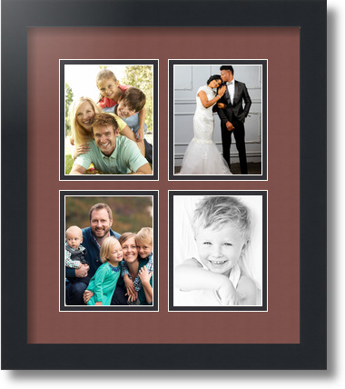 ArtToFrames Collage Mat Picture Photo Frame - 4 4x5" Openings in Satin Black 5