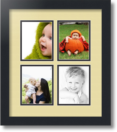 ArtToFrames Collage Mat Picture Photo Frame - 4 4x5" Openings in Satin Black 5