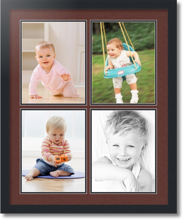 ArtToFrames Collage Mat Picture Photo Frame  4 8.5x11" Openings in Black 564