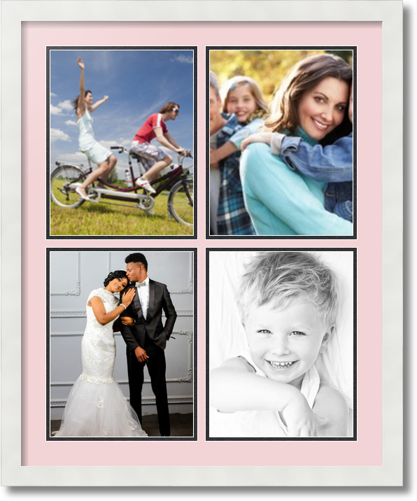 ArtToFrames Collage Mat Picture Photo Frame 4 8.5x11" Openings in White 564