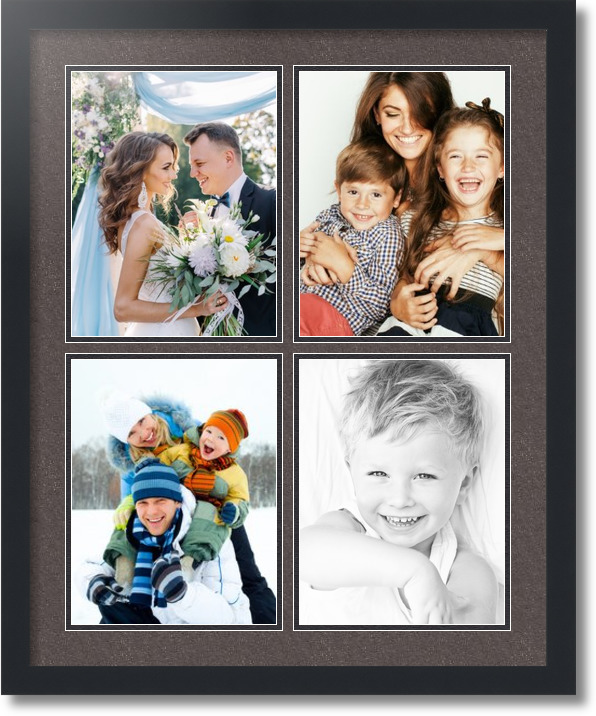 ArtToFrames Collage Mat Picture Photo Frame  4 8.5x11" Openings in Black 564