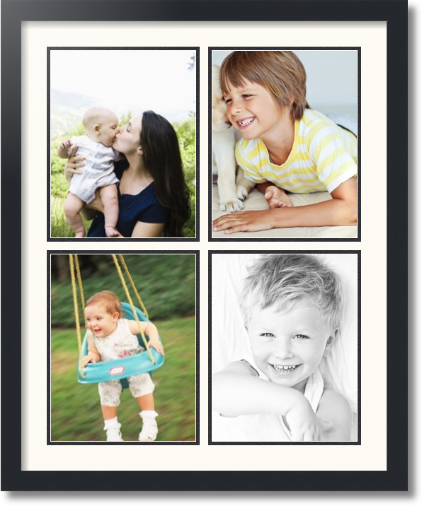 ArtToFrames Collage Mat Picture Photo Frame  4 8.5x11" Openings in Black 564